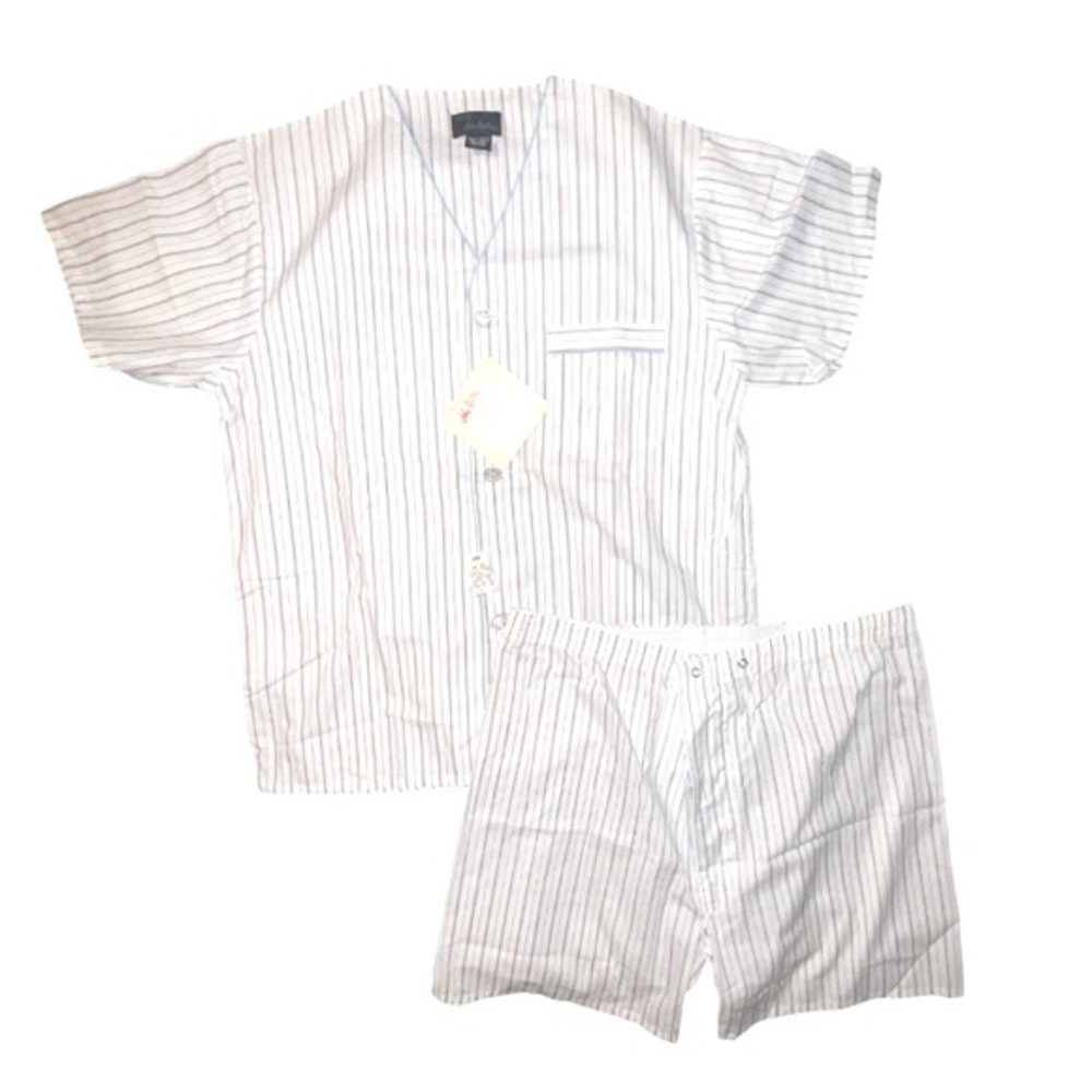 Vintage John Weitz Stripes Two Piece Pajama Set Shorts Short Sleeve Shirt Size M